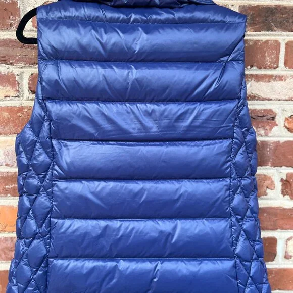 UGG Cobalt Blue Puffer Vest with Black Shearling Collar - Women's L